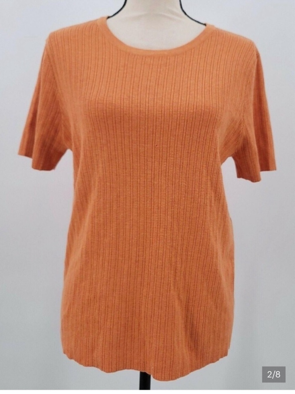 A New Day Women's Burnt Orange Ribbed Short Sleeve Knit Top - Size XXL